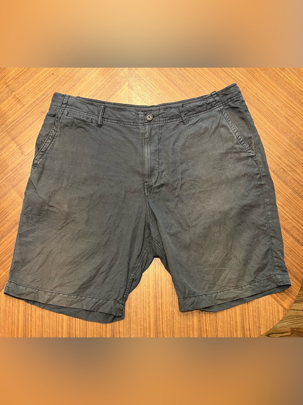 Lucky Brand Linen Men's Casual Button-Front Shorts in Charcoal